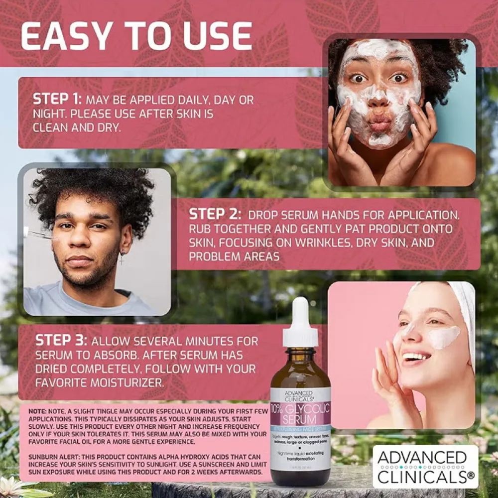 Advanced Clinicals, 10% Glycolic Serum, 1.75 fl oz (52 ml)