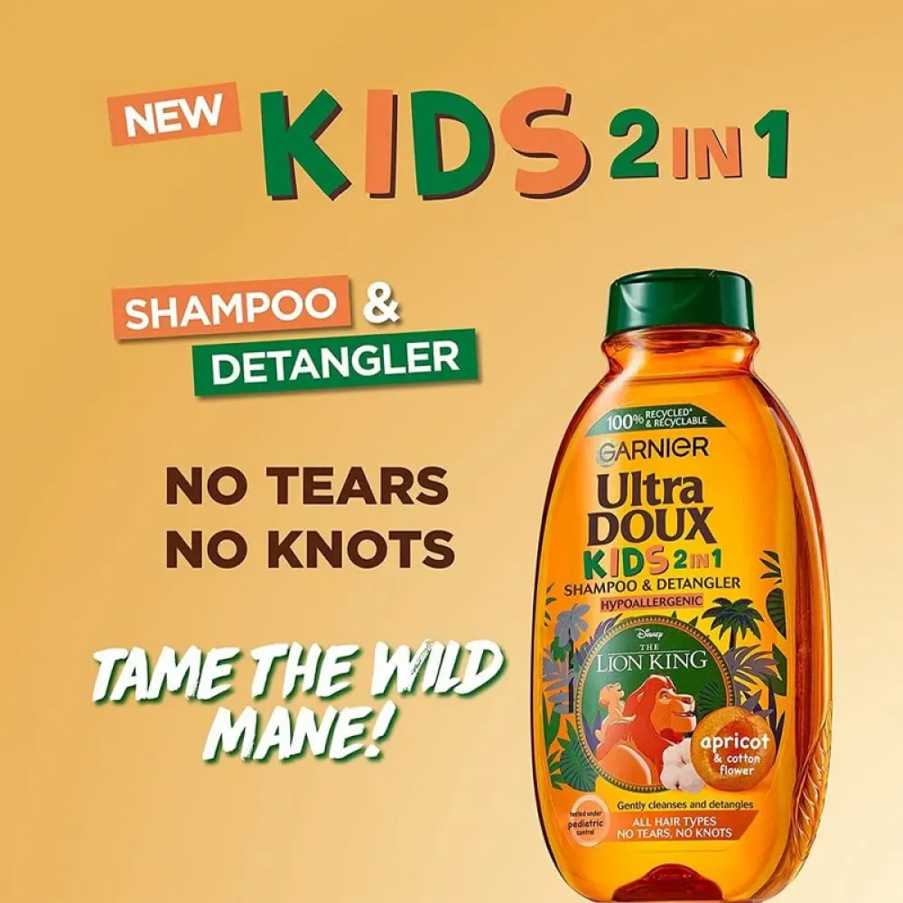 Garnier Ultra Doux Kids 2 in 1 Shampoo & Detangler Cherry & Soft Almond - 400ml