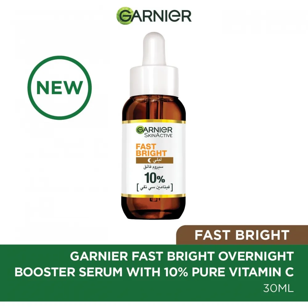 Garnier SkinActive Fast Bright Overnight Booster Serum with 10% Pure Vitamin C - 30ml
