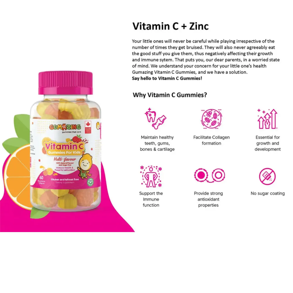 Gumazing Kids Vitamin C And Zinc Gummies 60 Pcs
