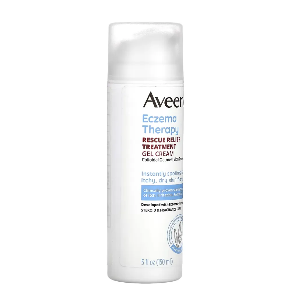 Aveeno, Eczema Therapy, Rescue Relief Treatment Gel Cream, Fragrance Free, 5 fl oz (150 ml)
