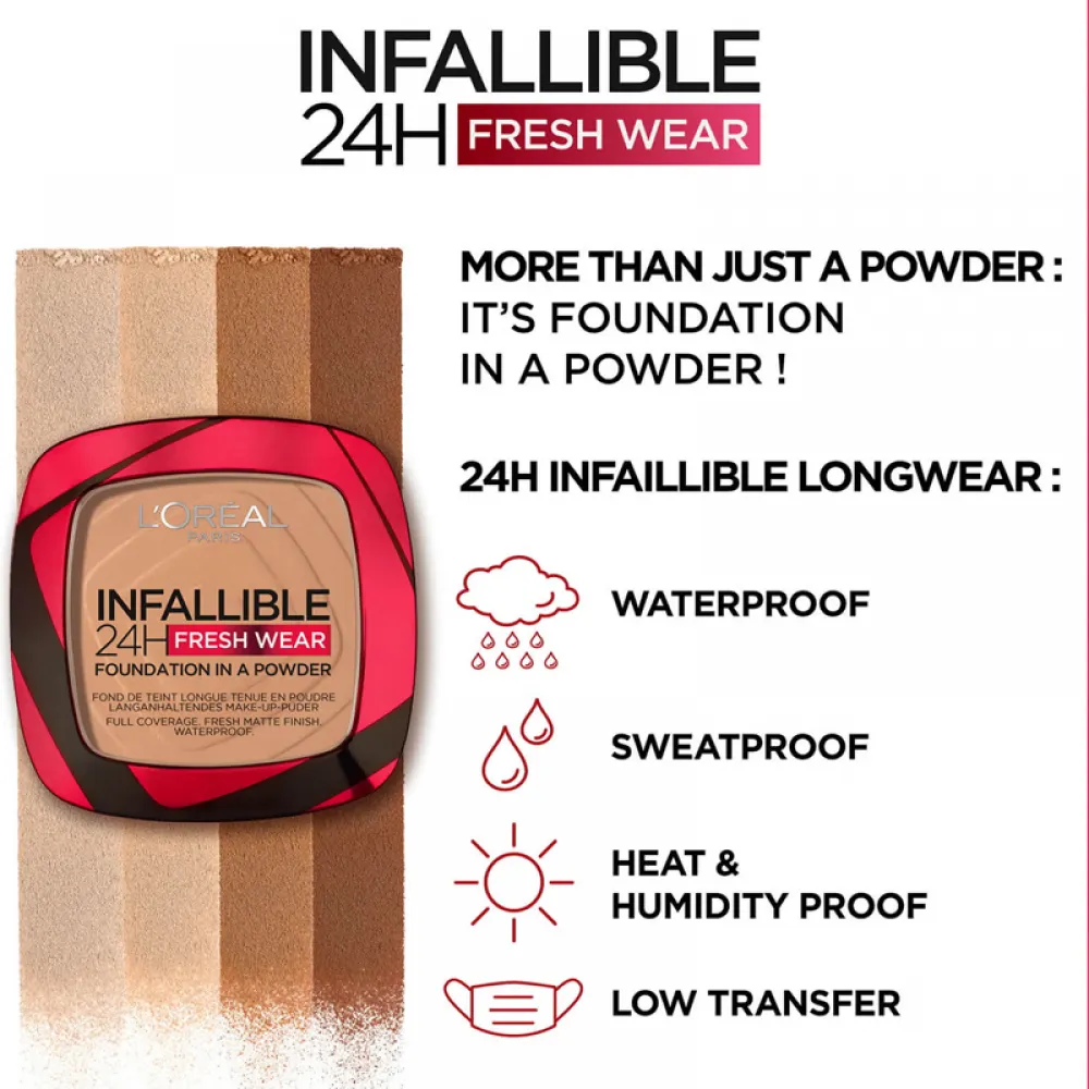 بودرة لوريال باريس كريم أساس انفاليبل 24 ساعة  120 Vanilla