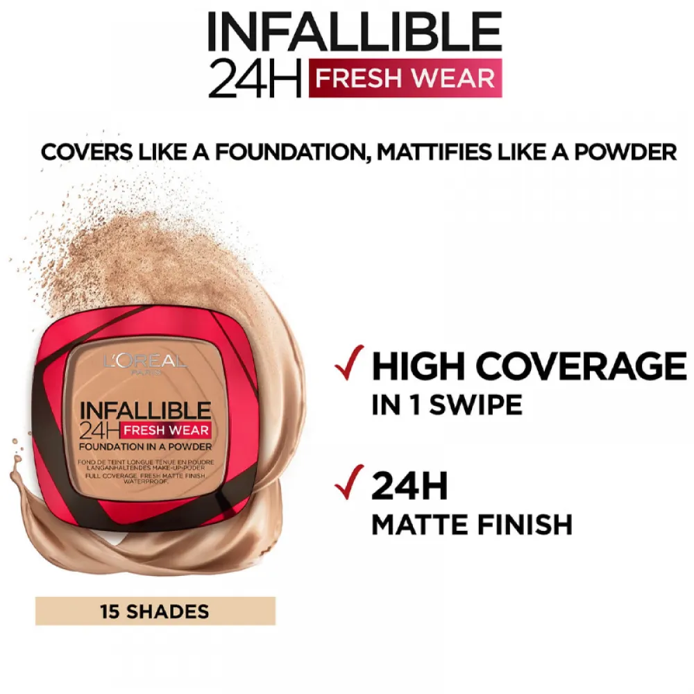 Oreal Paris - Infallible 24, powder foundation 130 True Beige