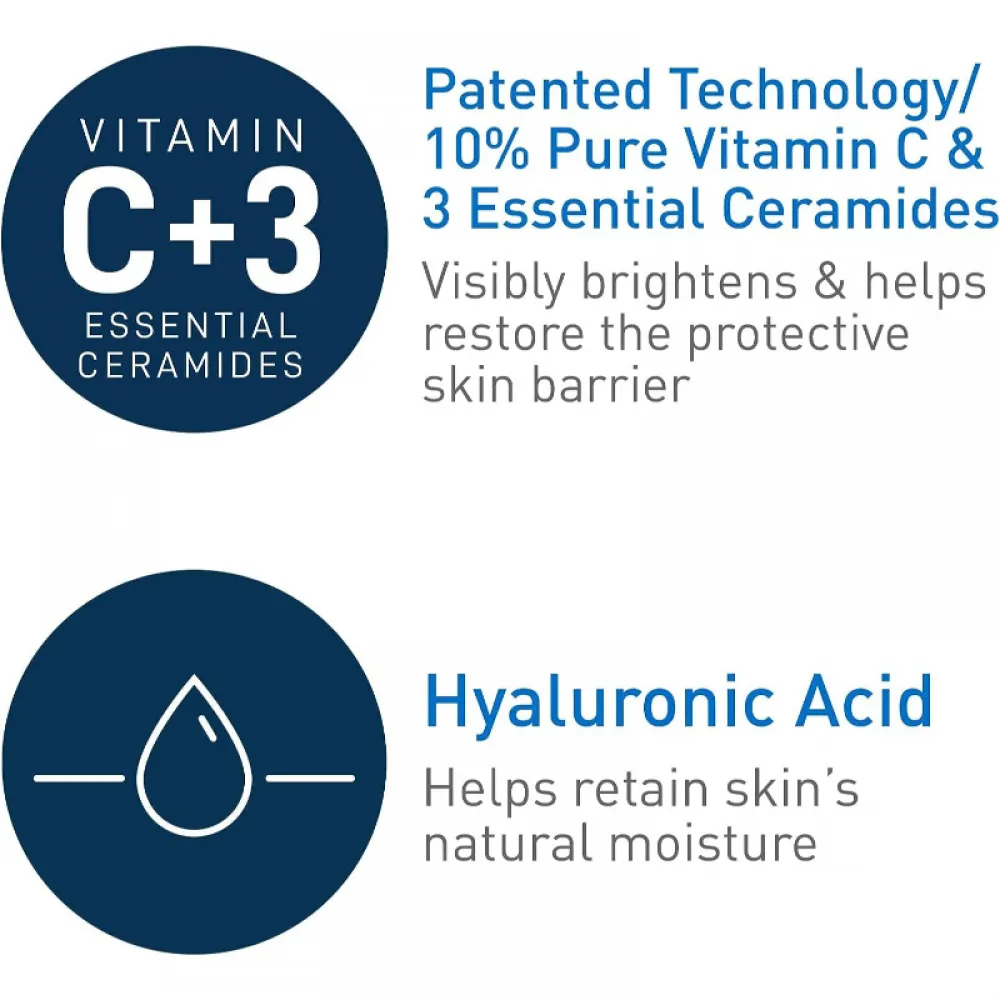 CeraVe Vitamin C Serum with Hyaluronic Acid | Skin Brightening Serum for Face with 10% Pure Vitamin C | Fragrance Free