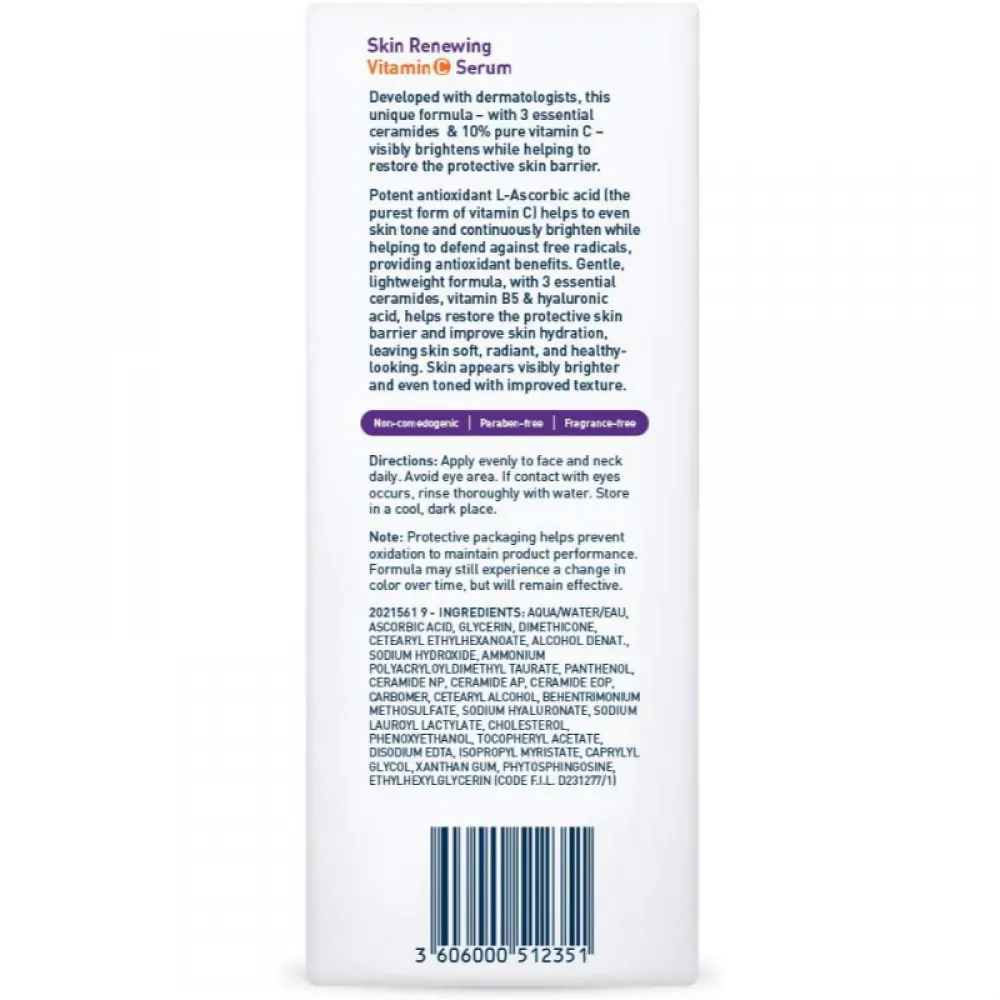 CeraVe Vitamin C Serum with Hyaluronic Acid | Skin Brightening Serum for Face with 10% Pure Vitamin C | Fragrance Free