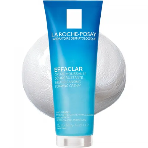 La Roche-Posay Effaclar Deep Foaming Facial Cleanser, Cream Cleanser for Sensitive Skin, Oily Skin and Acne Prone Skin 125ml