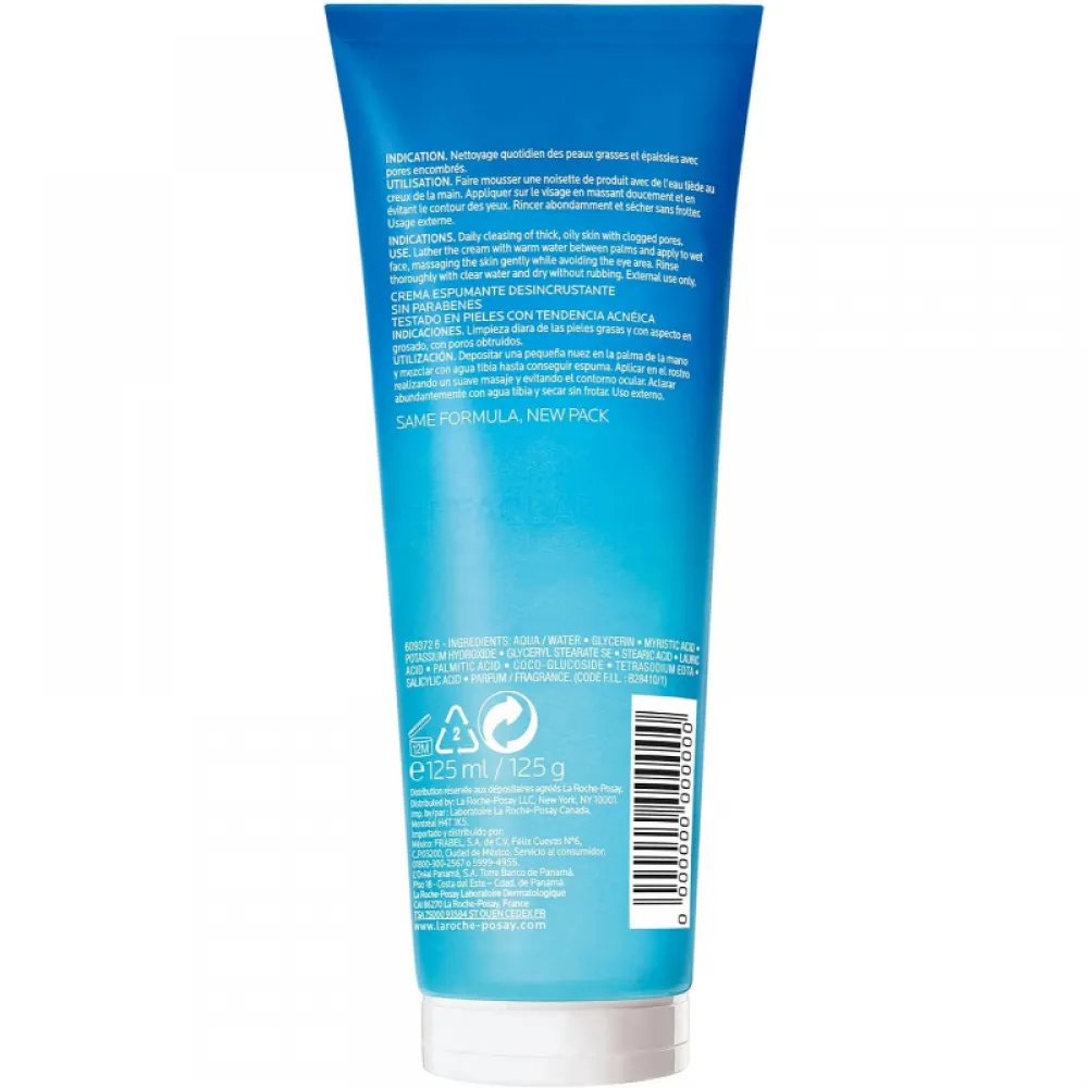 La Roche-Posay Effaclar Deep Foaming Facial Cleanser, Cream Cleanser for Sensitive Skin, Oily Skin and Acne Prone Skin 125ml