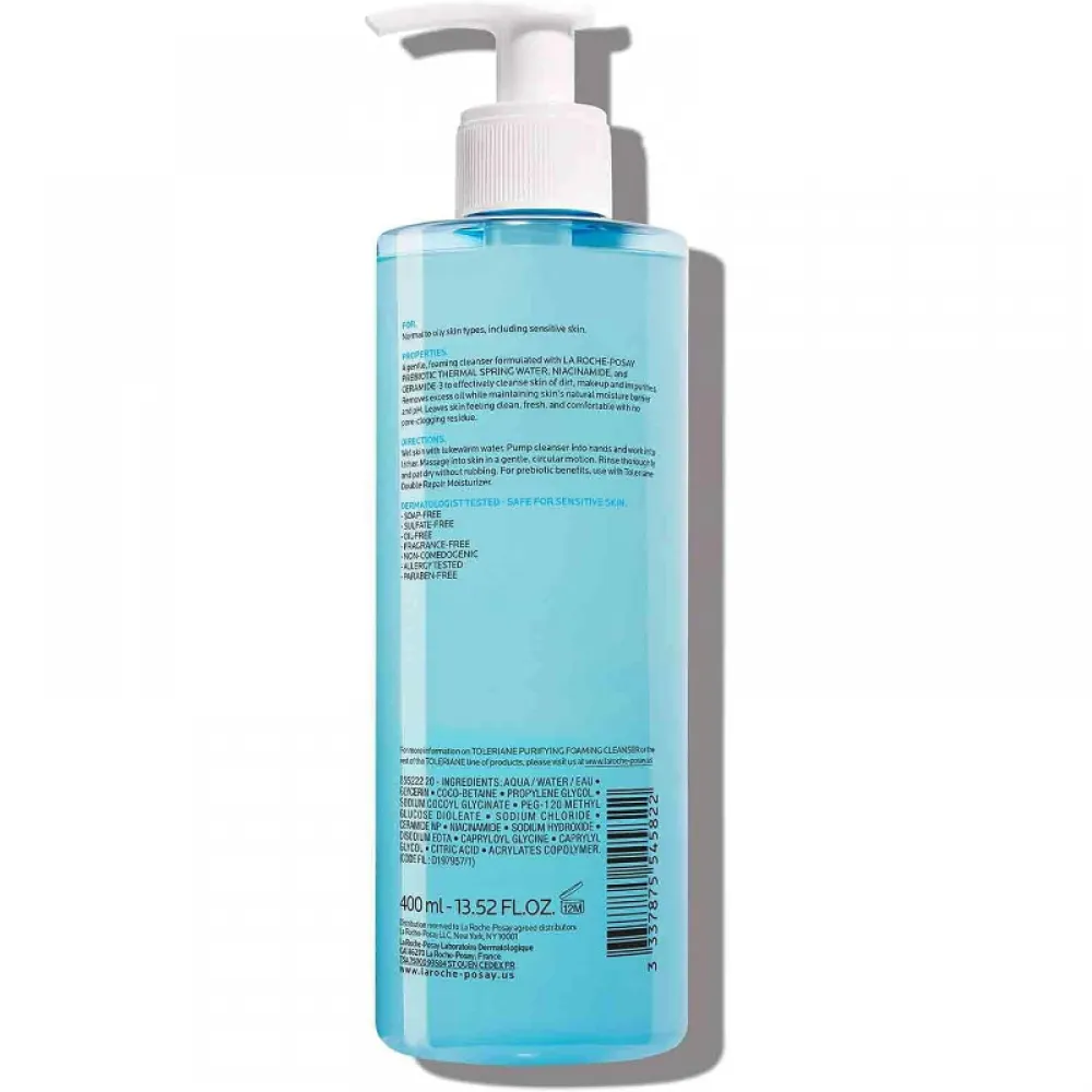 La Roche-Posay Toleriane Face Wash Cleanser, Purifying Foaming Cleanser for Normal Oily & Sensitive Skin