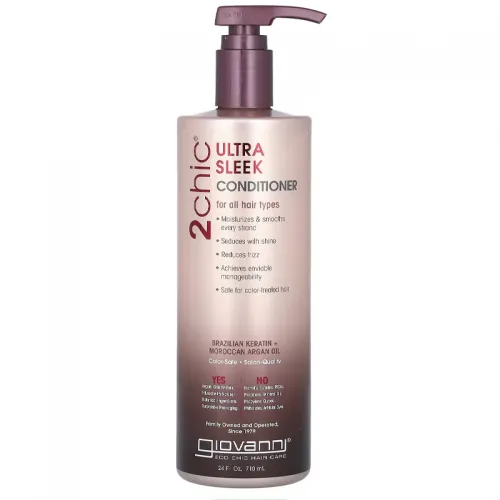 Giovanni, 2chic, Ultra Sleek Conditioner, For All Hair Types, Brazilian Keratin + Moroccan Argan Oil, 24 fl oz (710 ml)