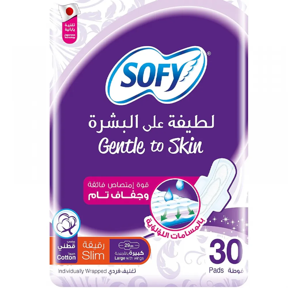 Sofy - Skin Gentle Pads, Thin, Large with Wings, 29 cm, 30 pads