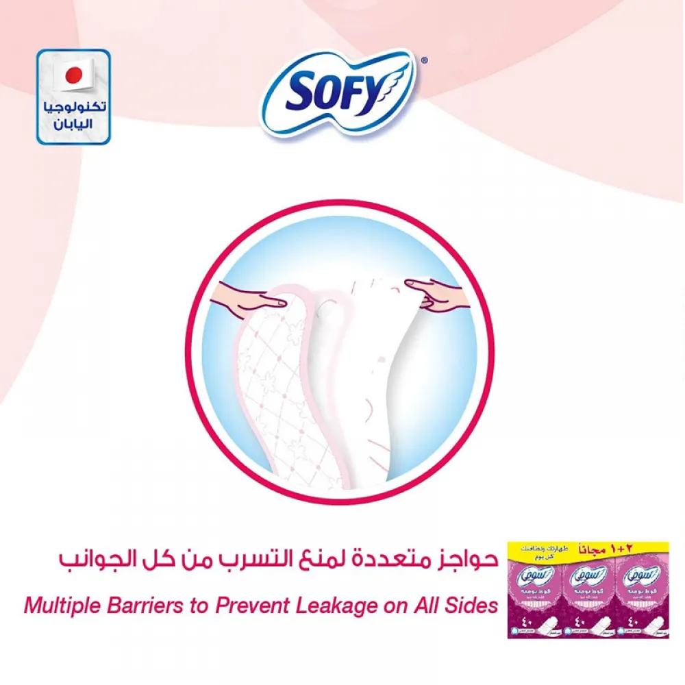 Sofy - Unscented daily feminine pads, 2 + 1 free | 120 pads