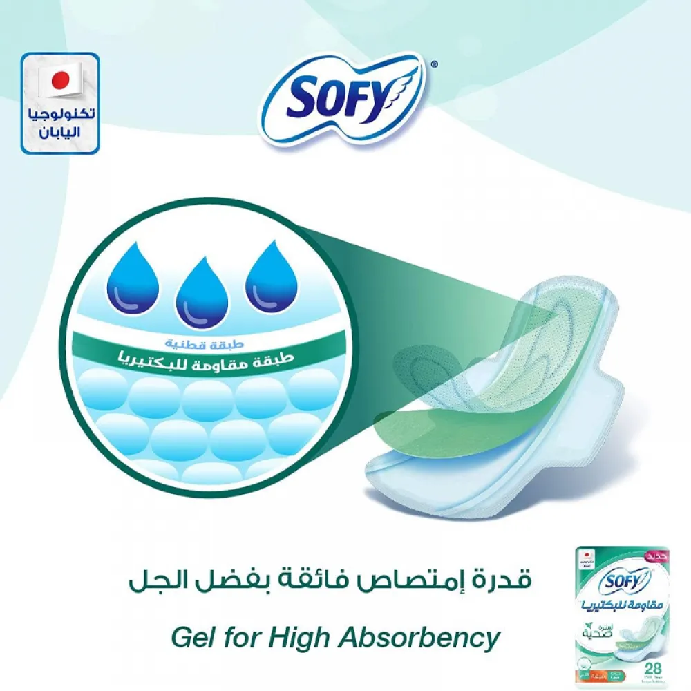Sofy Anti-Bacterial, Slim, Large 29 Cm, Sanitary Pads With Wings, Pack Of 28 Pads