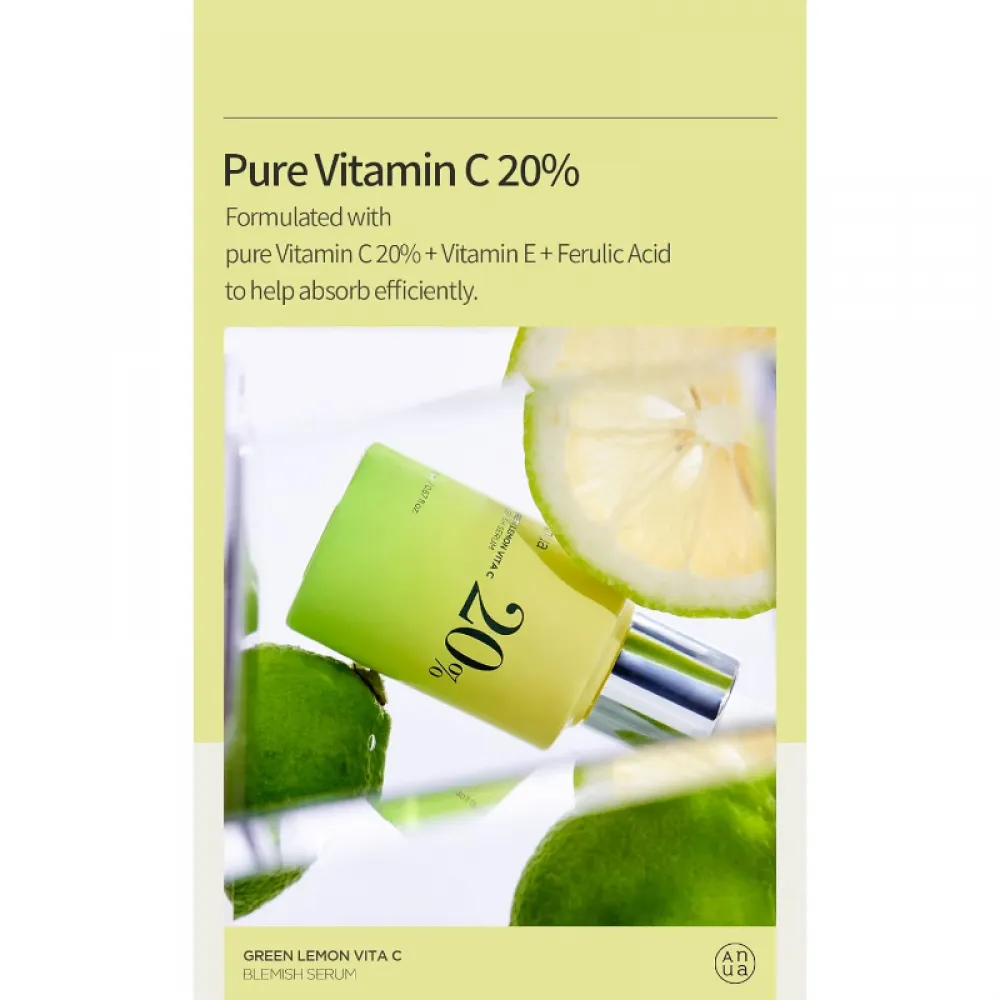 Anua Green Lemon Vitamin C Serum with Vitamin E, Hyaluronic & Ferulic Acid 0.67 fl.oz / 20ml