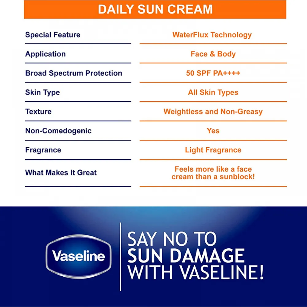 Vaseline SPF50 Daily Sun Cream, 50 ml