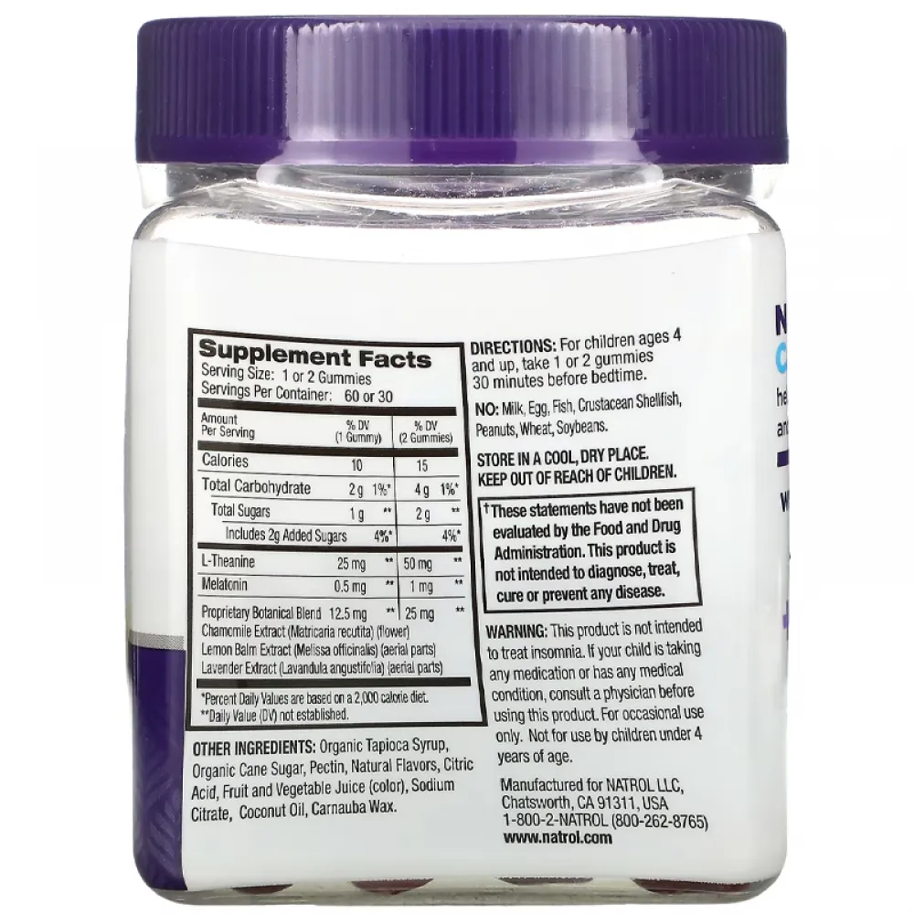 Natrol, Kids, Sleep + Calm, Ages 4 + Up, Strawberry, 60 Gummies