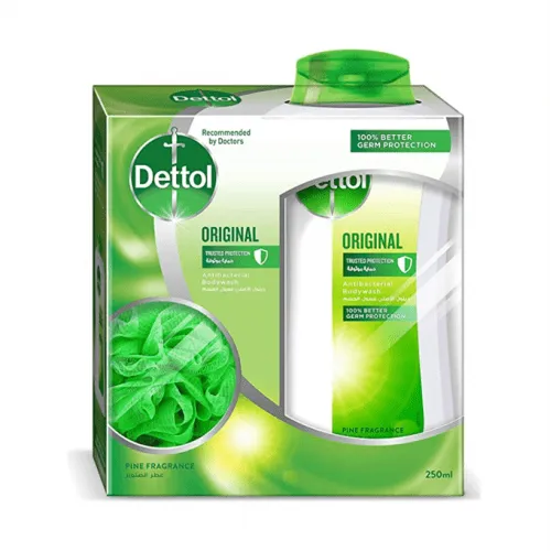 غسول الجسم الاصلي من ديتول مع ليفة - 250مل