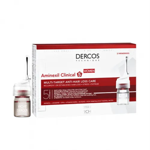 Dercos Aminexil Clinical 5 Anti Hair Loss for Women - 6 ml, 21 Monodoses