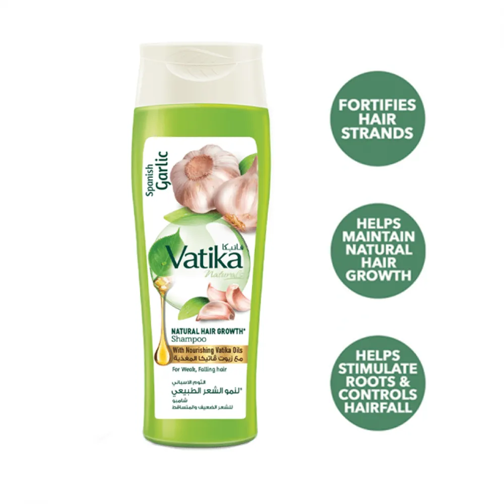 Vatika, Shampoo, Natural Hair Growth with Spanish Garlic - 400 Ml